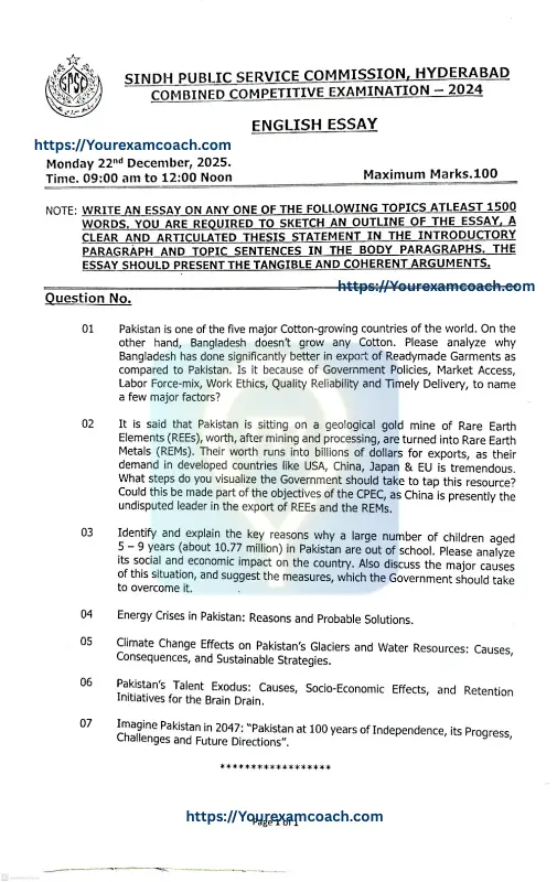 English Essay 2024 SPSC CCE 1 English Essay 2024 SPSC CCE